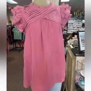 Entro Pink Ruffle Sleeve Blouse